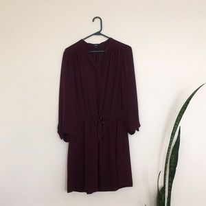 Long-sleeve burgundy dress
